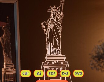 3D statue of Liberty vector lamp file, plan for CNC laser engraving