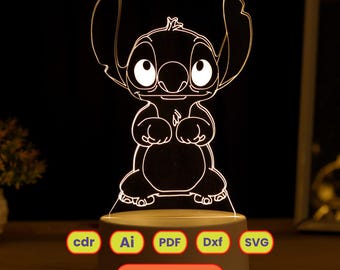 3D stitch vector lamp file, plan for CNC laser engraving, SVG