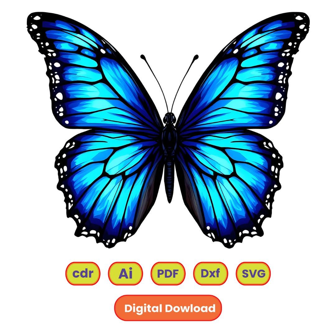 Blue Butterfly SVG Bundle | Butterfly Cut File Svg Dxf Ai Pdf Cdr ...