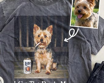 Anpassad t-shirt med husdjursfoto, personlig "I Got That Dog In Me", ironisk hundrökning, vintagegrafik-t-shirt, sarkastisk hundpappa-present