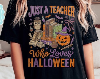 Retro Teacher Halloween Shirt, Comfort Colors Spooky Educator Tee, Magic Books Fall Teacher Top, Cute Witchy October Outfit