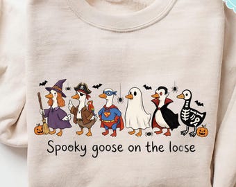 Funny Silly Goose Halloween Sweatshirt, Spooky Goose Comfort Colors Shirt, Cute Ghost Fall Apparel, Quirky Autumn Sweater