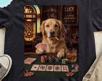 Comfort Colors 50+ Dog Breed Styles,Dog Playing Poker Shirt,Funny Dog Meme Tee,Golden Retriever Lover,Bulldog Lab Gift for Dad and Dog Lover