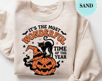 Retro Halloween Sweatshirt, Vintage Black Cat Pumpkin Shirt, Cute Spooky T-Shirt, Fall Season Gift