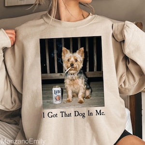 Anpassad t-shirt med husdjursfoto, personlig "I Got That Dog In Me", ironisk hundrökning, vintagegrafik-t-shirt, sarkastisk hundpappa-present bild 6