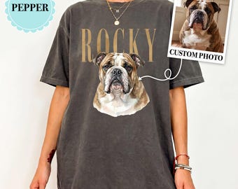 Custom English Bulldog Shirt, Comfort Colors Pet Portrait, Watercolor Dog Mom Tee, Personalized Bulldog Gift