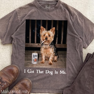 Anpassad t-shirt med husdjursfoto, personlig "I Got That Dog In Me", ironisk hundrökning, vintagegrafik-t-shirt, sarkastisk hundpappa-present bild 8