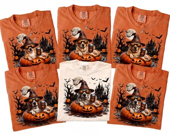 Funny Dog Halloween Shirt, 50+ Breeds Spooky Tee, Witches Brew Golden Retriever, Frenchie Fall Comfort Colors, Corgi Haunted House