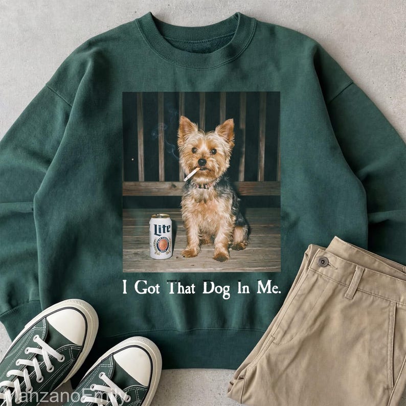 Anpassad t-shirt med husdjursfoto, personlig "I Got That Dog In Me", ironisk hundrökning, vintagegrafik-t-shirt, sarkastisk hundpappa-present bild 3