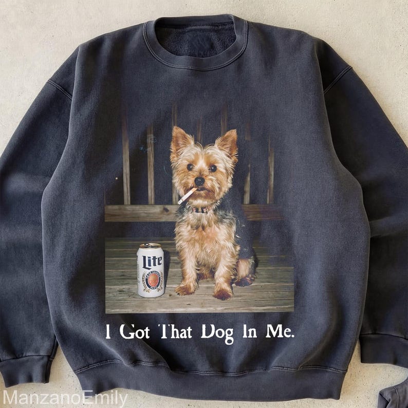 Anpassad t-shirt med husdjursfoto, personlig "I Got That Dog In Me", ironisk hundrökning, vintagegrafik-t-shirt, sarkastisk hundpappa-present bild 9