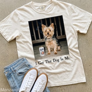 Anpassad t-shirt med husdjursfoto, personlig "I Got That Dog In Me", ironisk hundrökning, vintagegrafik-t-shirt, sarkastisk hundpappa-present bild 5