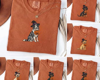Halloween Dog Mom Shirt, 50+ Breeds Custom Tee, Golden Retriever Fall, Frenchie Spooky Season, Comfort Colors Trick or Treat Dog