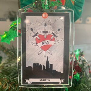NYC Tarot 3 of Swords Keychain/Ornament