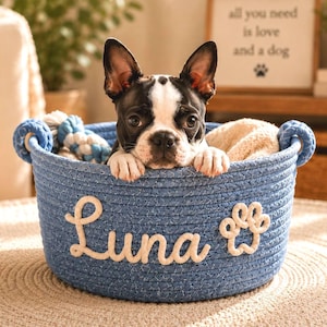 Personalized Dog Toy Basket, Custom Pet Toy Basket, Dog Toy Storage Basket, Personalized Pet Basket, Cat Toy Basket, Custom woven Basket
