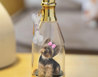 Custom Pet Portrait Bottle, Pet Memorial Gift, Personalized Acrylic Stand, Dog Memorial Gift, Cat Memorial Gift, Portrait Gift, Desk Decor