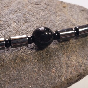 Black Czech Glass Hematite Bead Necklace image 2