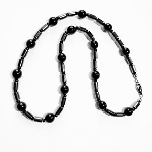 Black Czech Glass Hematite Bead Necklace image 3