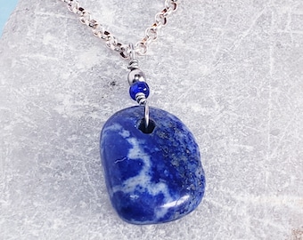 Sodalite Gemstone on Sterling Rolo Chain Necklace