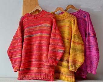 Handmade Knit Sweater, Soft Spring Pullover, Oversized Cozy Jumper