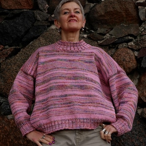 Suéter de punto hecho a mano, suéter colorido de primavera para uso diario.