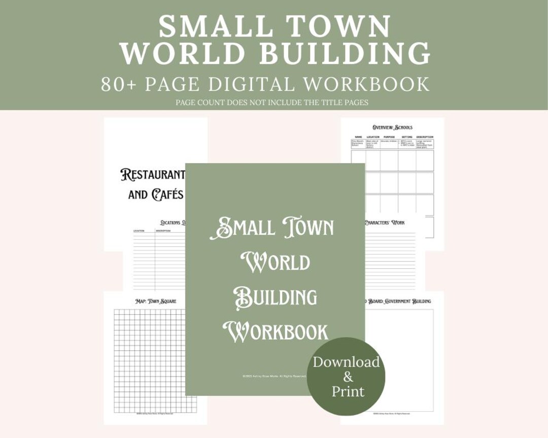 Small Town World Building Workbook | Novel Writing Planner |digital ...