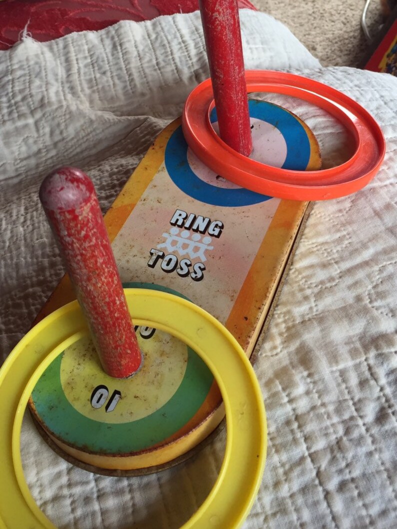 RING TOSS TOY vintage metal child skill game mid century Etsy