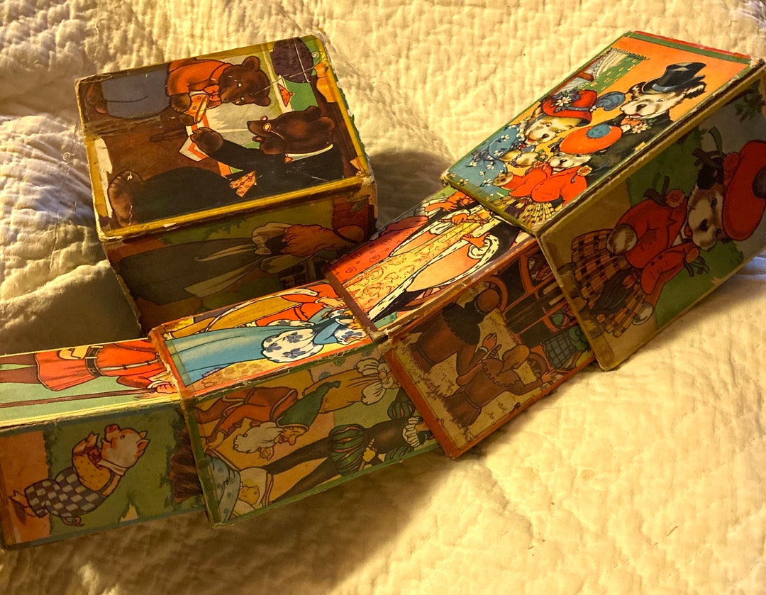 CHILD STACKING BLOCKS Vintage Nursery Rhymes Nesting Boxes Etsy