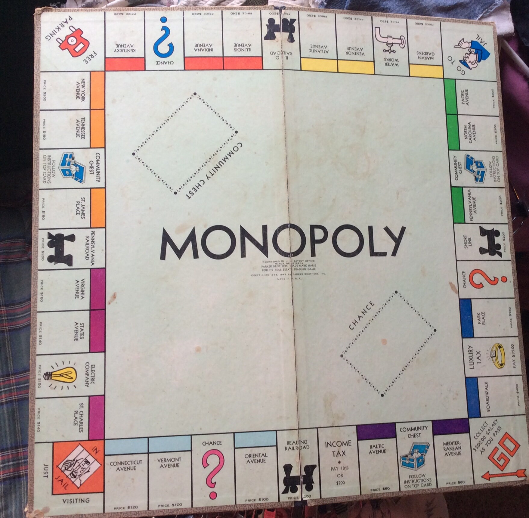 VINTAGE MONOPOLY BOARD 1954 collectible game wall display Etsy