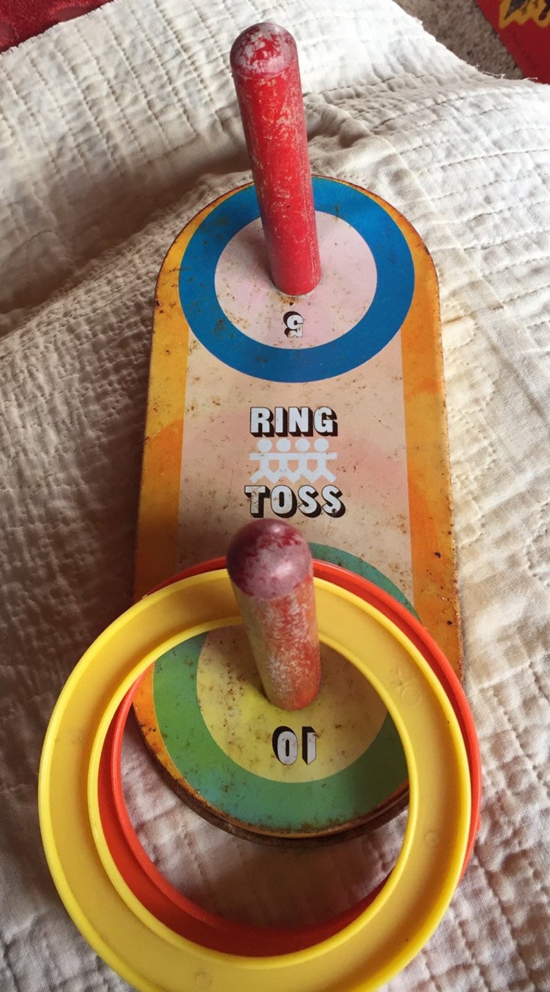 RING TOSS TOY vintage metal child skill game mid century Etsy