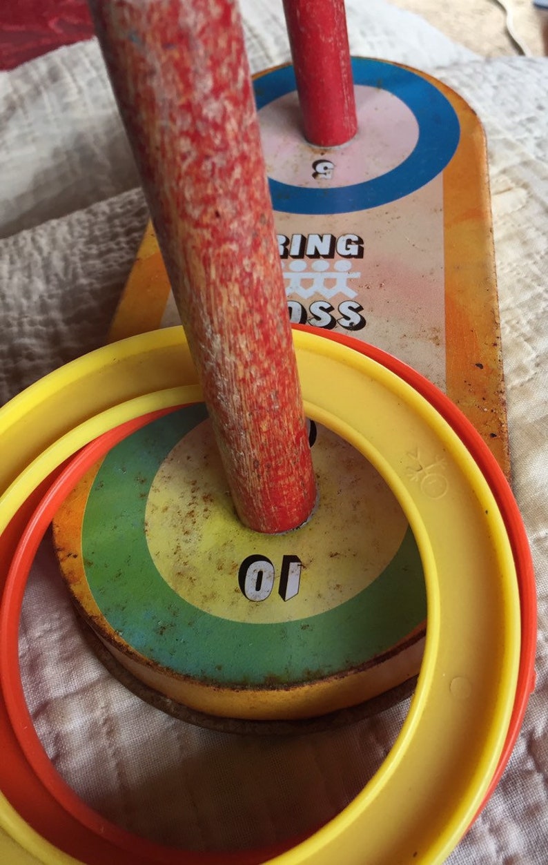 RING TOSS TOY vintage metal child skill game mid century Etsy