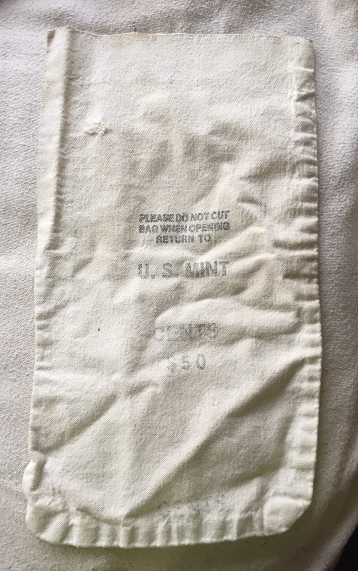 CANVAS MONEY BAG Vintage U S Mint Cash Sack Coins Cents Etsy