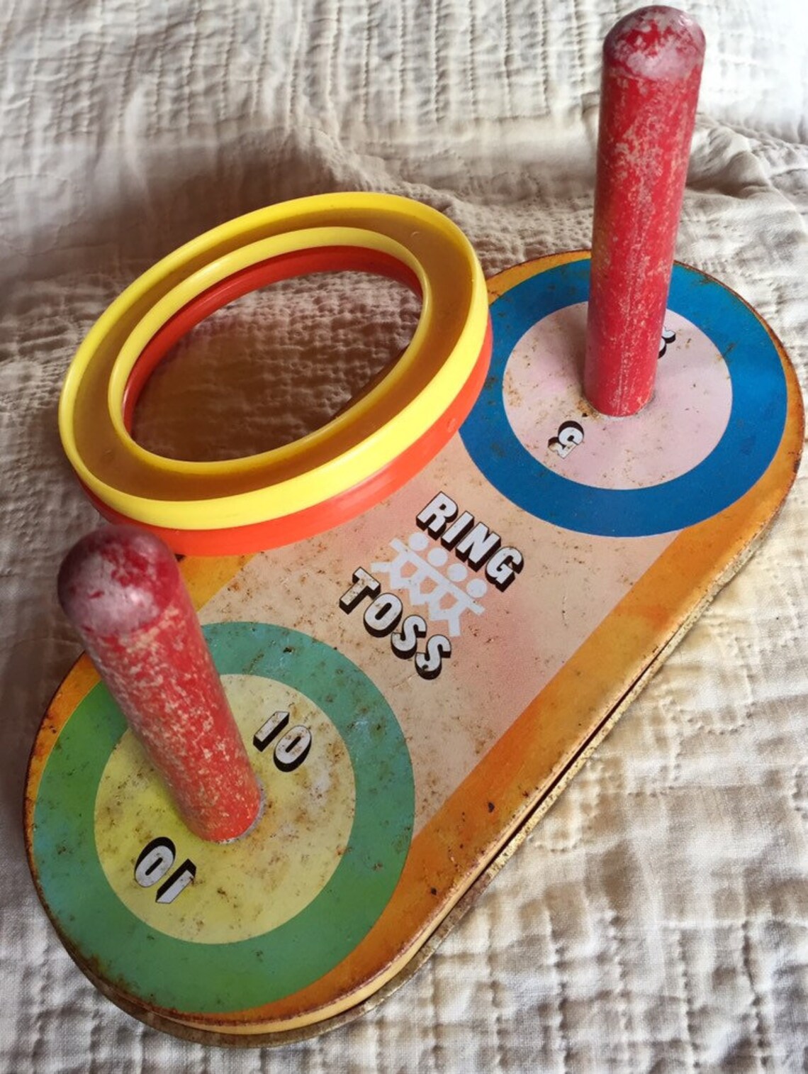 RING TOSS TOY vintage metal child skill game mid century Etsy