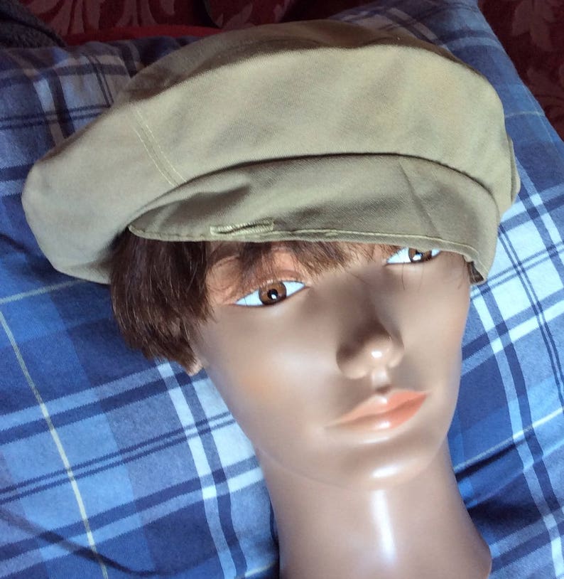 VINTAGE BERET TAM khaki lined hipster fashion unisex style hat