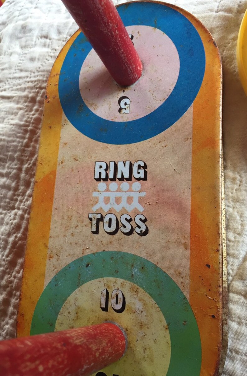 RING TOSS TOY vintage metal child skill game mid century Etsy