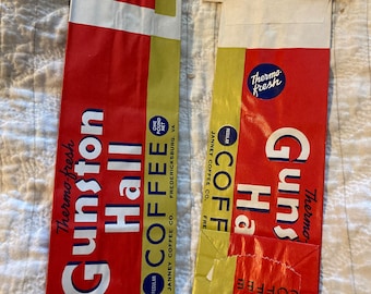 VINTAGE COFFEE BAGS advertising collectible paper ephemera pair lot