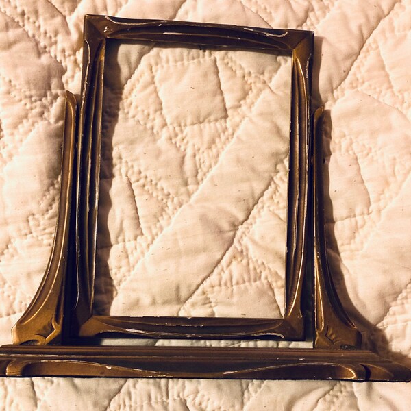 SWINGING PICTURE FRAME vintage wood standing frame