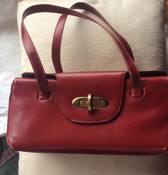 MIDCENTURY PURSE HANDBAG burgundy, straps, boxy cu