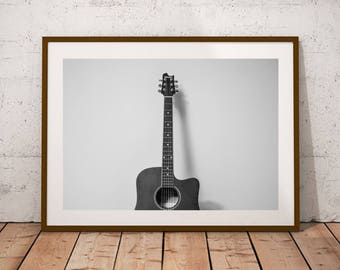 Impresión de música de guitarra acústica