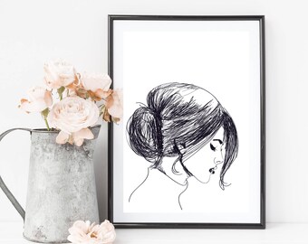 Bold And Brave Woman Print, Sketch print of a beautiful woman