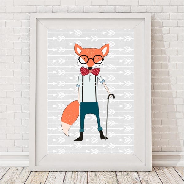 Hipster Fox Print // Cool Nursery & Bedroom Art for kids