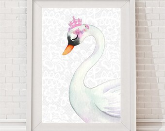 Swan Princess Lace Print