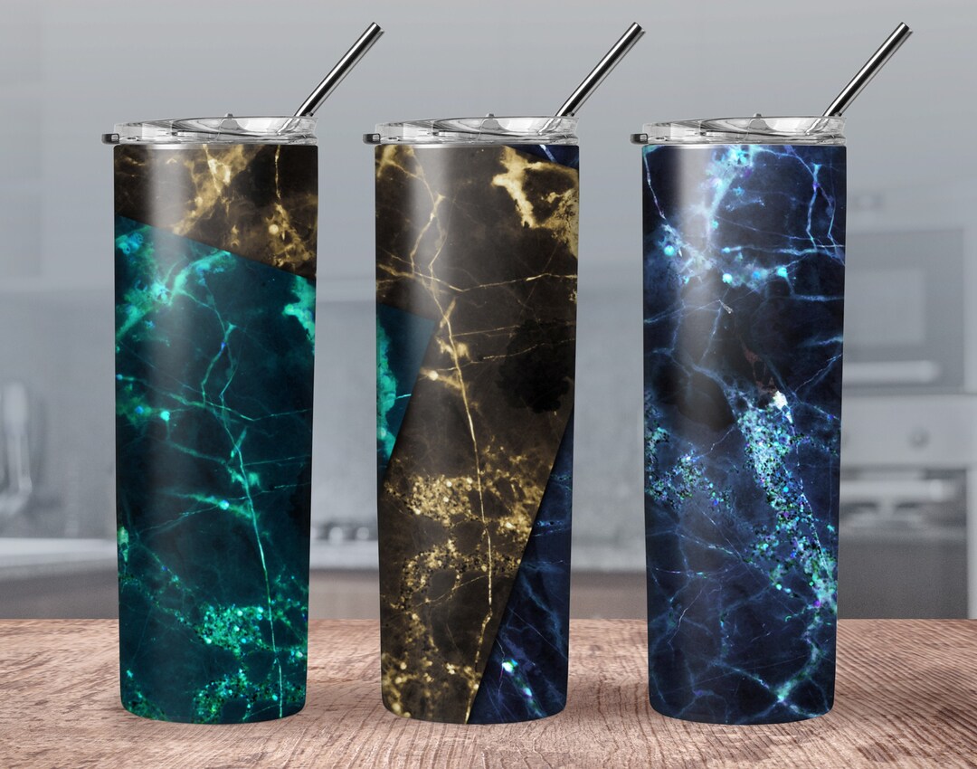 20 Oz Skinny Tumbler Glitter Marble Wrap Tapered Straight Template ...