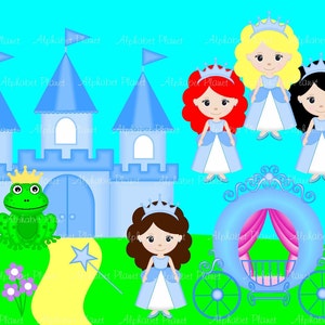 Blue Princess element digital clip art , clipart à usage personnel et commercial téléchargement numérique