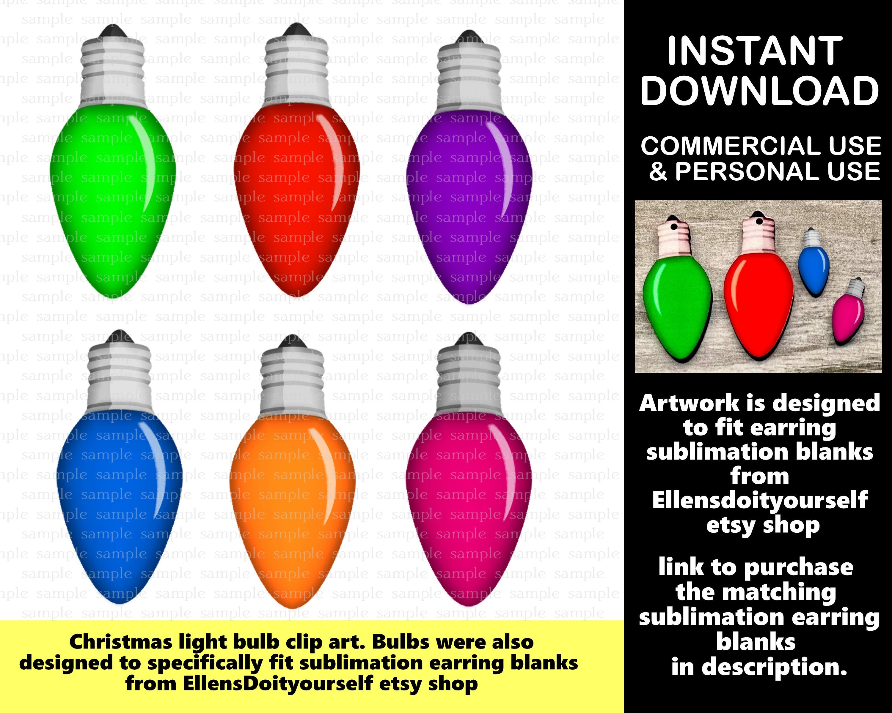 Christmas Light Bulb Sublimation Earring Blanks - Single Sided MDF –  Candyland Studio