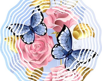 Wind Spinner Sublimação Borboletas Modelo de Design Floral download digital gráficos de flores de sublimação download instantâneo de 10 polegadas