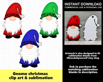 Gnome clip art Sublimation Design Ornament  - 3 files included -  Graphic Clip art - clipart 2021  - Personal & Commerical use