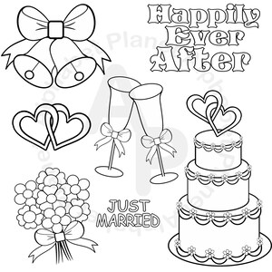 Black and White Wedding digital clip art set, digital stamps clipart personal and commercial use