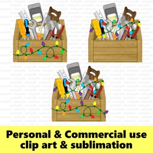 Tool Box Clip Art Weihnachtsbeleuchtung Sublimation Ornament Design Weihnachten digitaler Download Grafiken sofortiger Download PNG