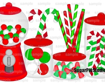 Christmas Gumball candy sweet shop clip art, digital clip art set, personal and commercial use digital download
