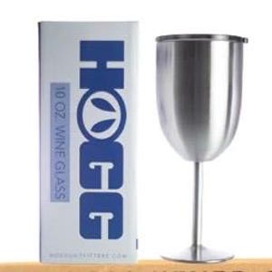 STAINLESS WINE GLASS with lid. Stemmed. Blank perfect for epoxy, etching, engraving or vinyl. Hogg brand comes with box